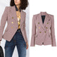 Houndstooth Small Jacket Women Long-Sleeved Double-Breasted Plaid Blazer - EX-STOCK Canada