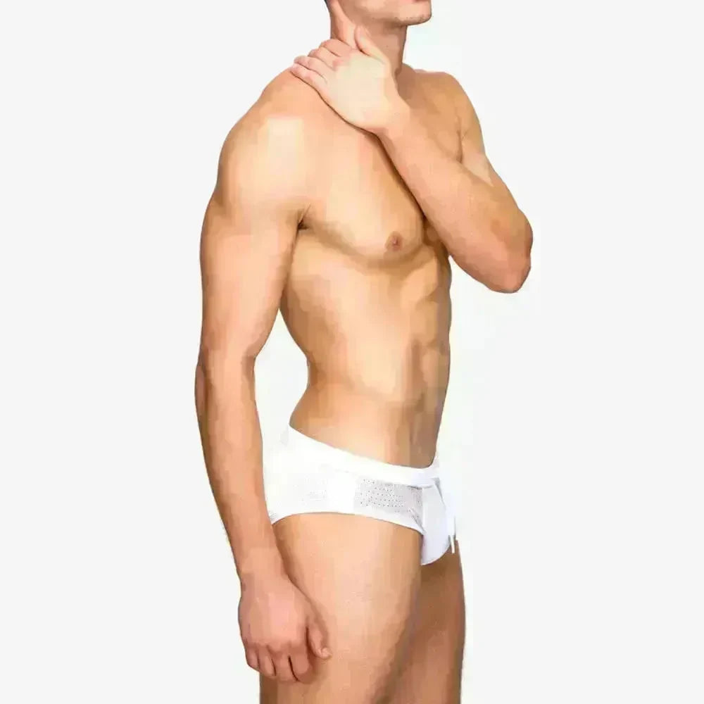 Mesh Stitching White Swim Briefs Boxer underwear men - EX-STOCK CANADA