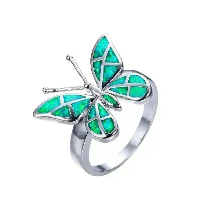 Fashion Opal Blue Butterfly Shape Ring Wedding Ring for Women - EX-STOCK CANADA