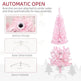 4 Ft Flocked Pencil Christmas Tree, Artificial Christmas Tree With Realistic Branches, Auto Open And Steel Base, Pink EX-STOCK Canada 
