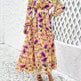 Fashion Florals Print Long Sleeve Dress Casual Holiday Tight-waisted V-neck Dresses Women Clothing - EX-STOCK CANADA