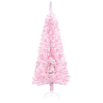 4 Ft Flocked Pencil Christmas Tree, Artificial Christmas Tree With Realistic Branches, Auto Open And Steel Base, Pink EX-STOCK Canada 