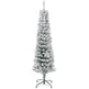 5ft Flocked Christmas Tree, Pencil Christmas Tree With Realistic Branch Tips, Folding Metal Stand, Green EX-STOCK Canada 