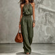 Women's Halter Neck Backless Wide-Leg Jumpsuit | Sleeveless Lace-Up Onesie
