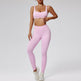 Quick-drying Nude Feel Running Sports Workout Yoga Clothes 2pcs set Long sleeve Crop top and High Waist Pant - EX-STOCK Canada