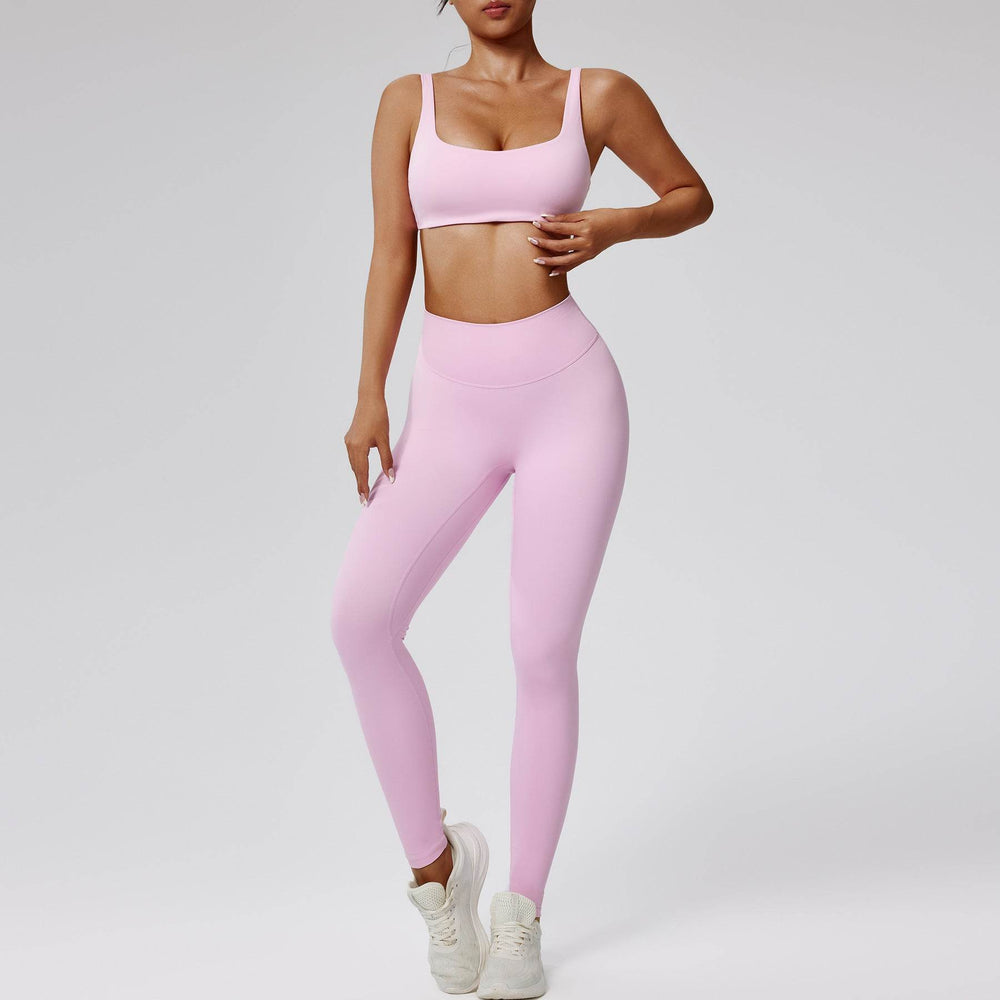 Quick-drying Nude Feel Running Sports Workout Yoga Clothes 2pcs set Long sleeve Crop top and High Waist Pant - EX-STOCK Canada