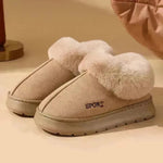 Zapatillas de algodón de felpa para mujeres Boteras de nieve al aire libre para mujeres.