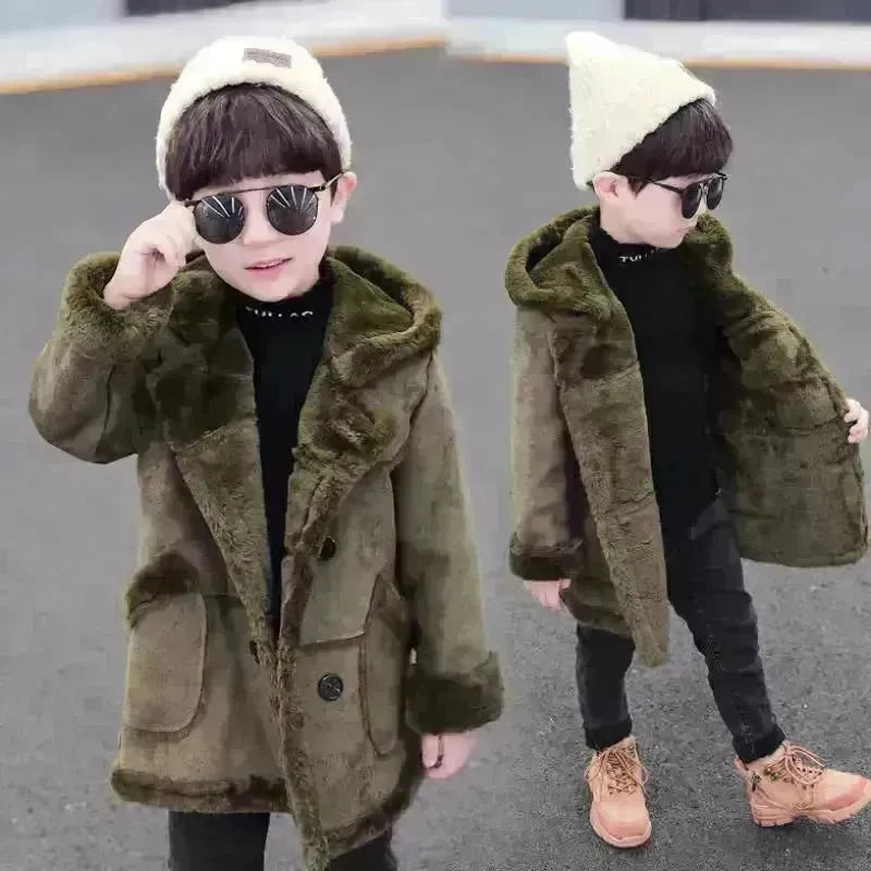 Fashion Boys' Suede Padded Trench Coat - EX-STOCK CANADA