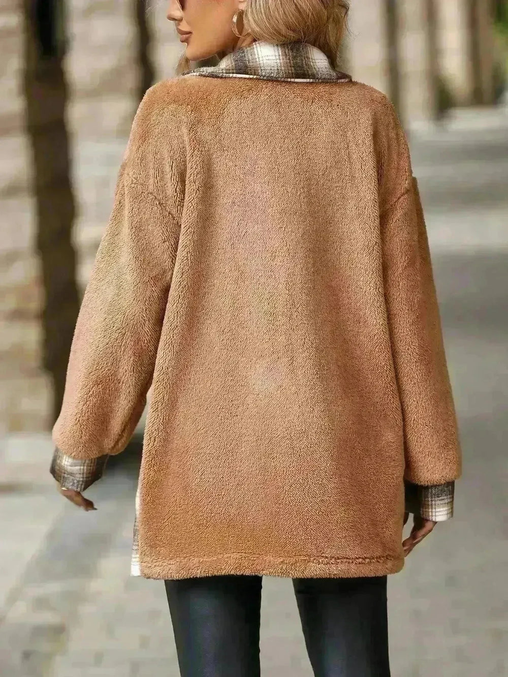 Plaid Woolen Coat Fashion Lapel Single-breasted Mid-length Coat Women's Clothing - EX-STOCK CANADA