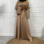 Middle East Dubai Hot Sale Lace Up Satin Muslim Dress - EX-STOCK Canada