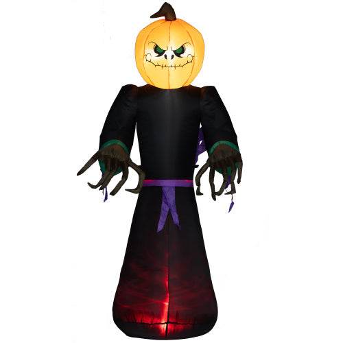 HOMCOM 7 Halloween Inflatable Outdoor Decoration Reaper Ghost Pumpkin, Blow Up LED Yard Decor For Garden, Lawn, Party, Holiday, Waterproo - EX-STOCK Canada
