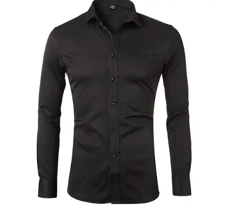 Black dress shirt on a white background