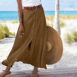 Women's summer Fashion Cotton Linen A-Line Hip Mid Waist Long maxi Skirt - EX-STOCK Canada