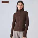 Long Sleeve Workout Tops for Women Halter Neck Zip Up gym top - EX-STOCK CANADA