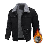 Winter Lapel Fleece Jacket With Pockets Warm Thicken Cotton Coat Men's Clothing - EX-STOCK Canada