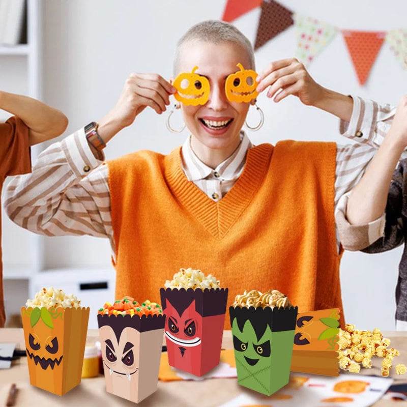 12 Pieces Halloween Popcorn Box Halloween Party Favor Snack Treat Boxes Candy Cookie Container Decorations Gifts For Popcorn Sales Halloween Party Favor Supplies - EX-STOCK Canada