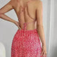 Women Fashion Printed Casual Spaghetti Strap Backless Mini Skater Dress - EX-STOCK CANADA