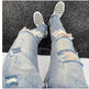 Destroyed ripped Denim jeans Pant men straight leg men - EX-STOCK Canada