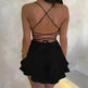 Elegant Chic Skirt Dress For Women Elegant Slim Strap Satin Backless Lace Up Ladies Party Mini Skater Dress - EX-STOCK CANADA