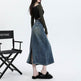 High Waisted Denim Skirt Design Pocket back Slit Retro Hip-wrapped Midi Skirt - EX-STOCK Canada