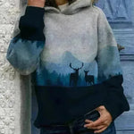 Hooded Long Sleeve Digital Printing Loose Casual Sweater For Women - EX-STOCK CANADA