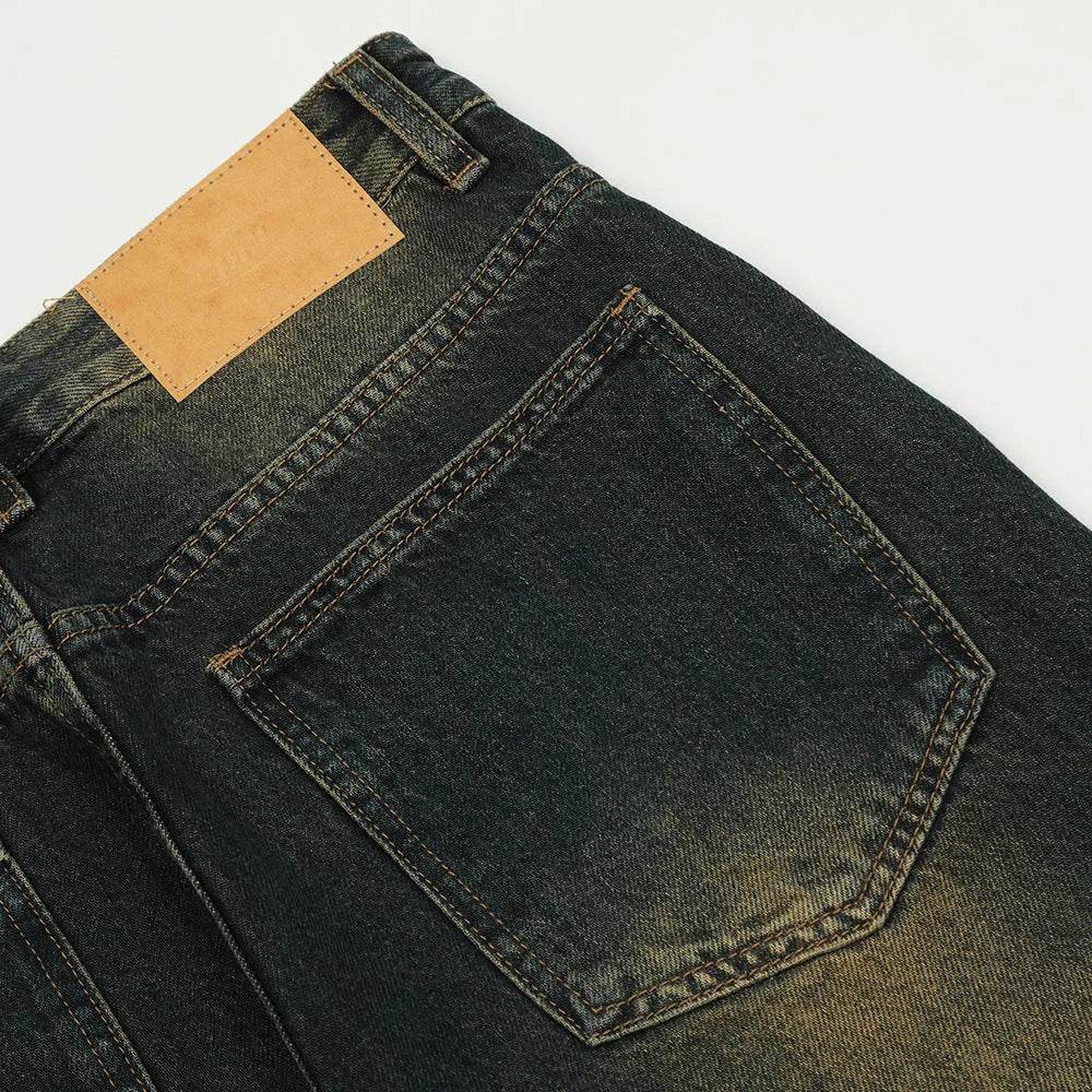 Washed Yellow Denim Bootcut Jeans Pants Men - EX-STOCK Canada