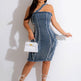 European And American Fashion Sleeveless Suspenders Elastic Denim Stitching fitted Dress - EX-STOCK Canada