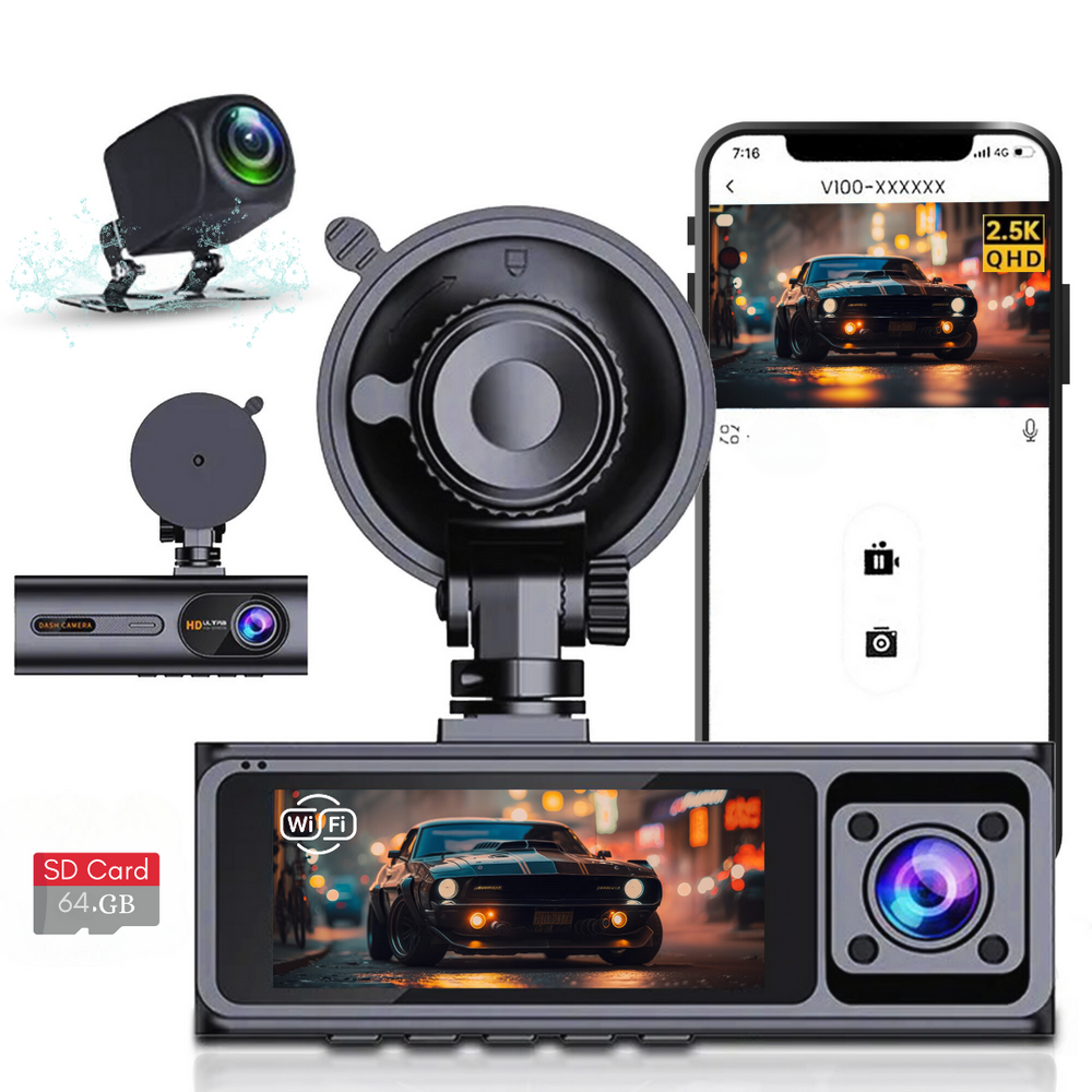 Cámara Dash LDAS A20 WiFi, Cámara para Coche 2.5K, Dashcams con App, Visión Nocturna, Sensor G, Grabación en Bucle, Modo de Estacionamiento 24H, Tarjeta SD de 128G Gratis, Soporta hasta 256GB (Negro)EX-STOCK Canada 