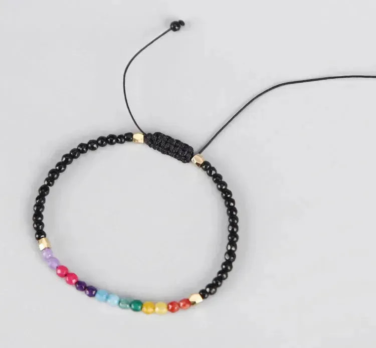 12 Constellation Lucky Stone 3MM Seven Chakra Bracelet - EX-STOCK CANADA