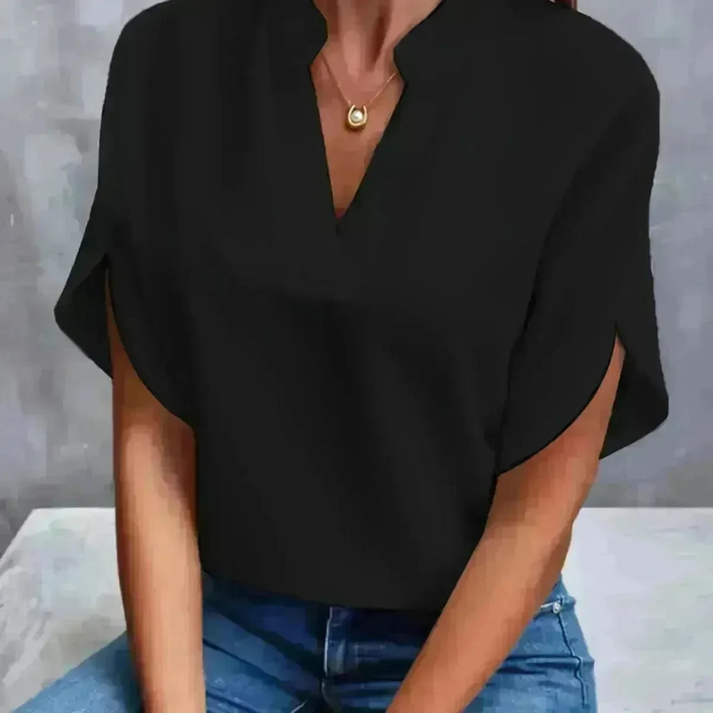 Summer Short-sleeved Chiffon Shirt New V-neck blouse Women's Casual Versatile Clothing Evening Tops for Women - EX-STOCK CANADA