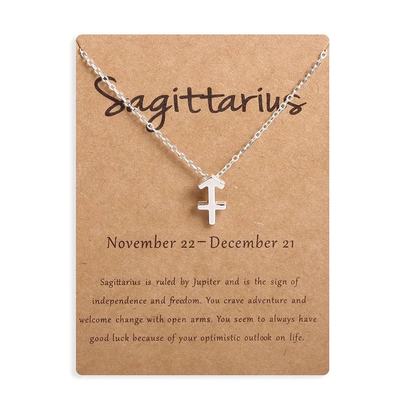 12 Zodiac Sign Necklaces With Gift Card Constellations Pendant Necklace Jewelry - EX-STOCK CANADA