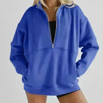 Women's Half Zipper Pocket Fashion Casual Exercise Oversized Sweatshirt Pullover - EX-STOCK CANADA