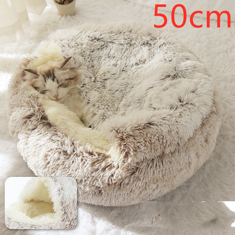 2 In 1 Dog And Cat Bed Pet Winter Bed Round Plush Warm Bed House Soft Long Plush Pets Bed Pet Products EX-STOCK Canada 