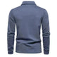Fashion Plain Lapel Long-sleeved Polo Shirt Men's Casual Autumn Polo sweatshirt - EX-STOCK CANADA