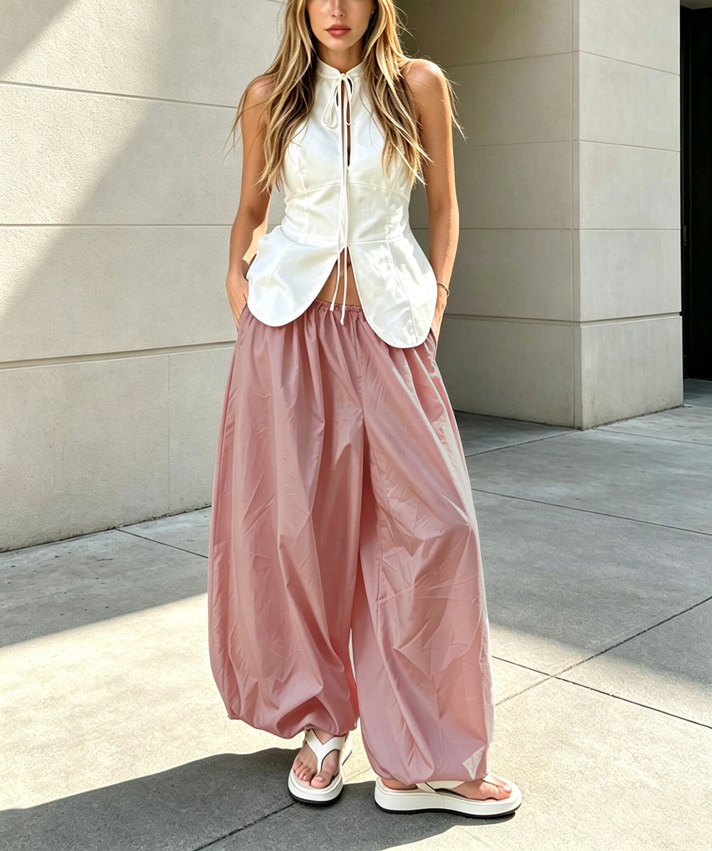 Women's Elastic-Waist Balloon Wide-Leg Pants — product view 8 of 13 | EX-STOCK