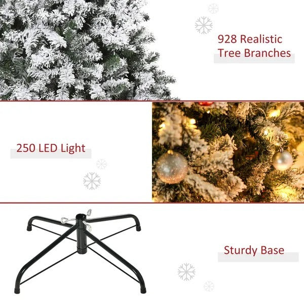 6ft Snow Flocked Artificial Tree 250 LED Light 928 Branches Christmas Season EX-STOCK Canada 
