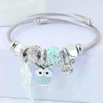 DIY Beaded Owl Angel Wings Pendant Stainless Steel Bracelet - EX-STOCK CANADA