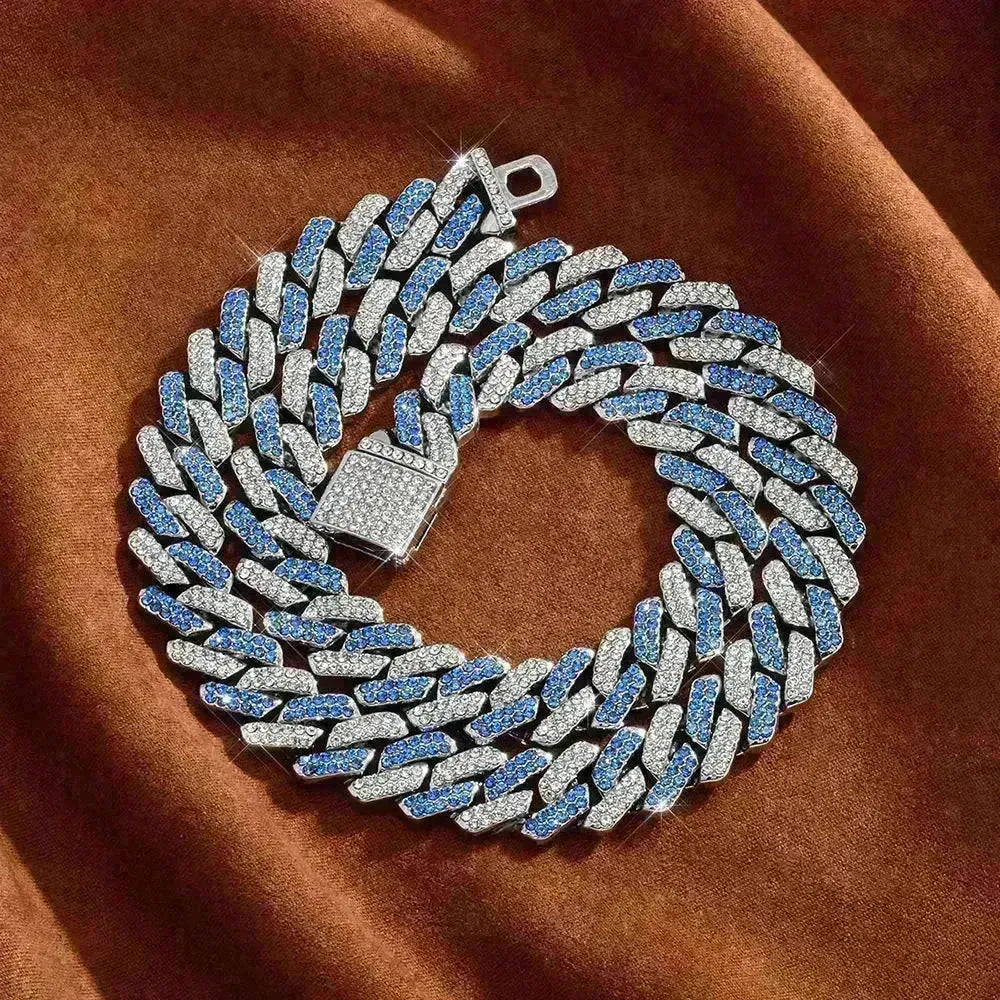 Box Buckle 14mm Bar Cuban Link Chain Bracelet and Necklace 2pcs - EX-STOCK CANADA