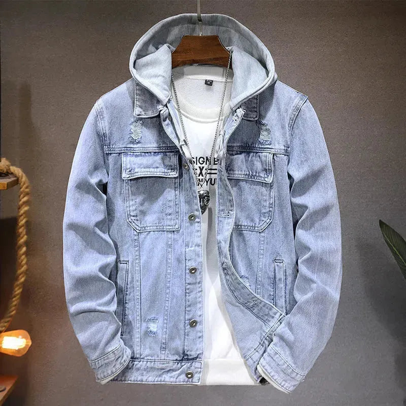 Giacca da uomo staccabile staccabile in jeans jeans
