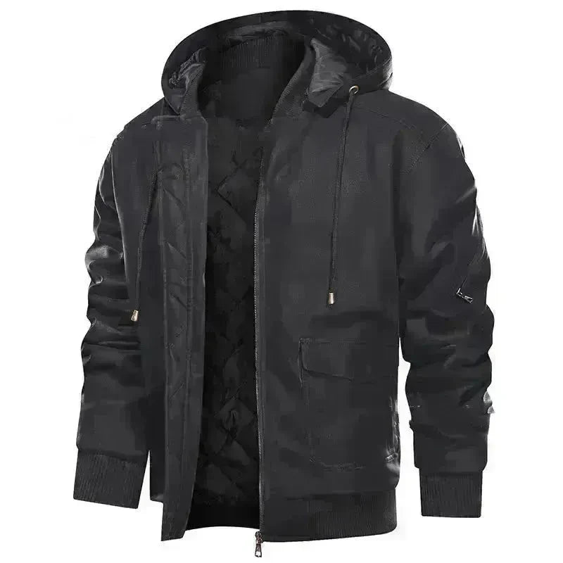 Men's Leather Jacket Men Motorcycle Removable Hood - EX-STOCK CANADA