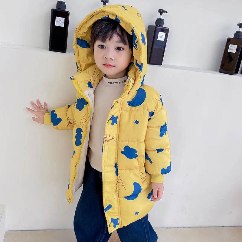 New Style Children's Down Jacket Middle Long Cute Thickened Cotton - EX-STOCK Canada