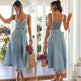 Women's sleeveless Denim Buckle Strap Midi maxi Dress - EX-STOCK Canada