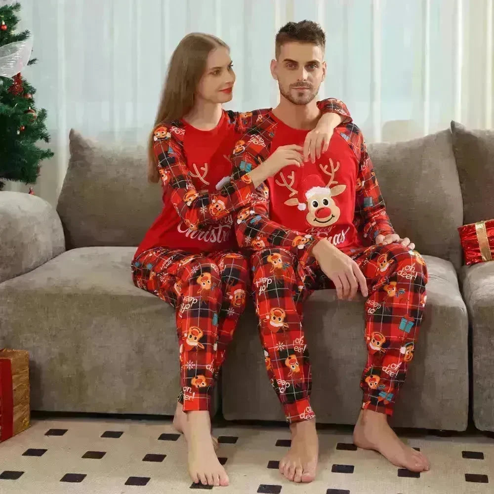 European And American Long Sleeve Home Wear Printed Plaid Christmas Suit - EX-STOCK CANADA