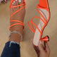 Women's Square-Toe Chunky Heel Sandals – Roman Style Thin Stra orange p High Heels