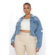 Fashionable Ripped Long sleeve Denim Jeans Crop jacket women short denim jacket oversized cropped denim jacket - EX-STOCK Canada