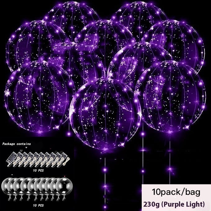 LED Glowing Balloon Party Decoration – 20" TPU Glow Balloons with Color Light Options
