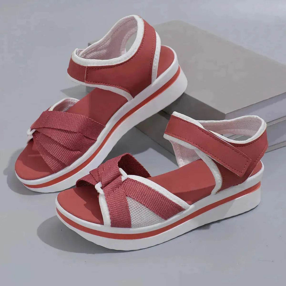 Summer Mesh Chunky Cross-strap Platform Sandals With Velcro-design Thick Sole Flats Beach Shoes Women - EX-STOCK Canada