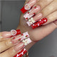 24 PCS Strawberry Bow Nail Art, Long Length Long Water Pipe Fake Nails,Square Head Nail Tips False Nail EX-STOCK Canada 