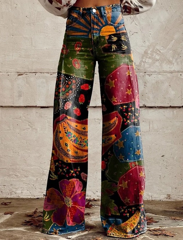 European And American Plus Size Women's Denim Casual Pants 