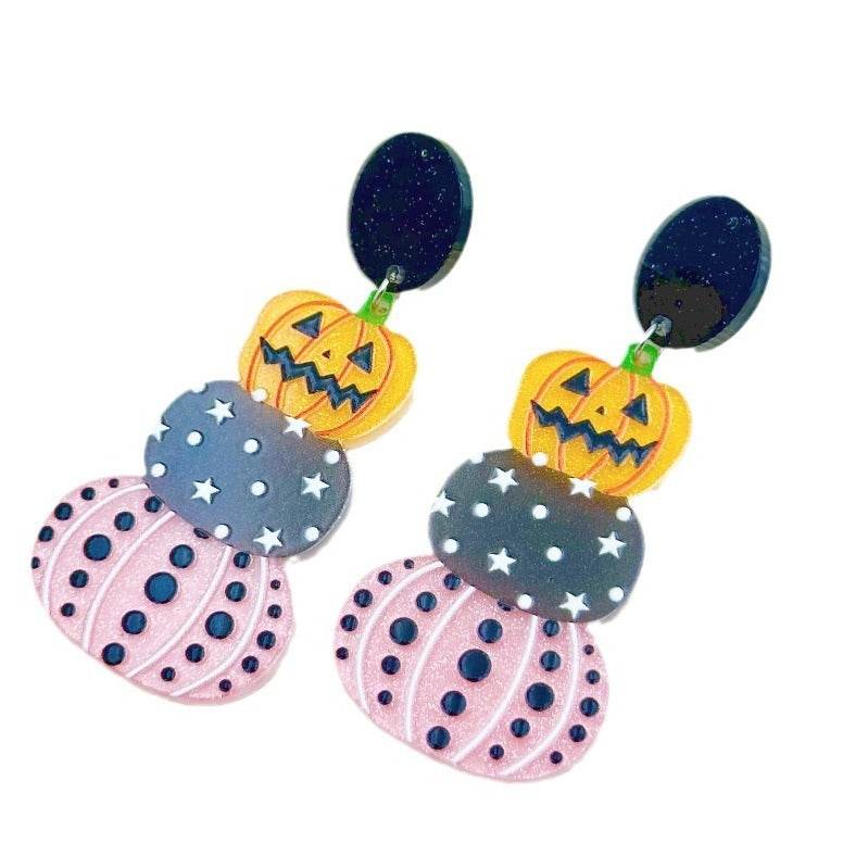 Halloween Day Ornament Colorful Ghost Eyes Funny Acrylic Earrings For Women - EX-STOCK Canada